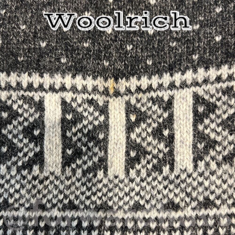 Woolrich Fair Isle Wool Blend Pullover Sweater Gray Men’s Medium - Picture 7 of 9